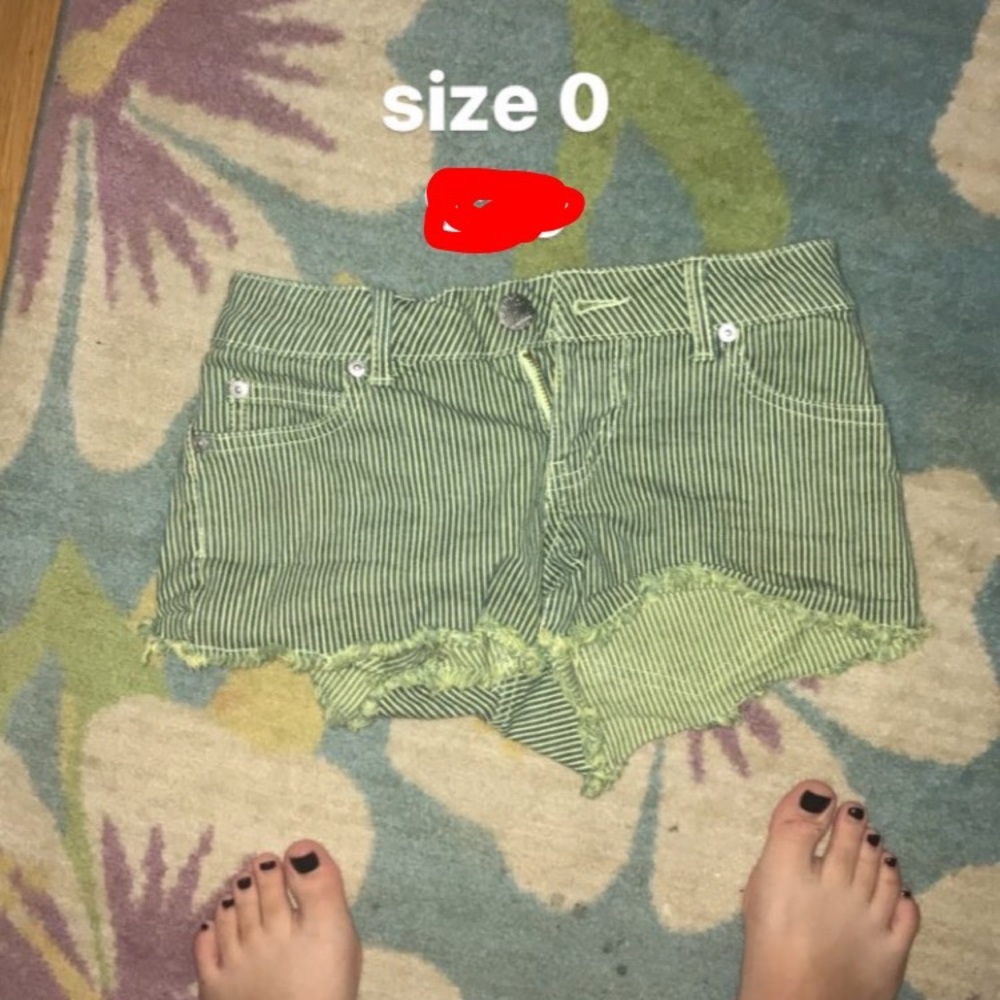 Green striped shorts