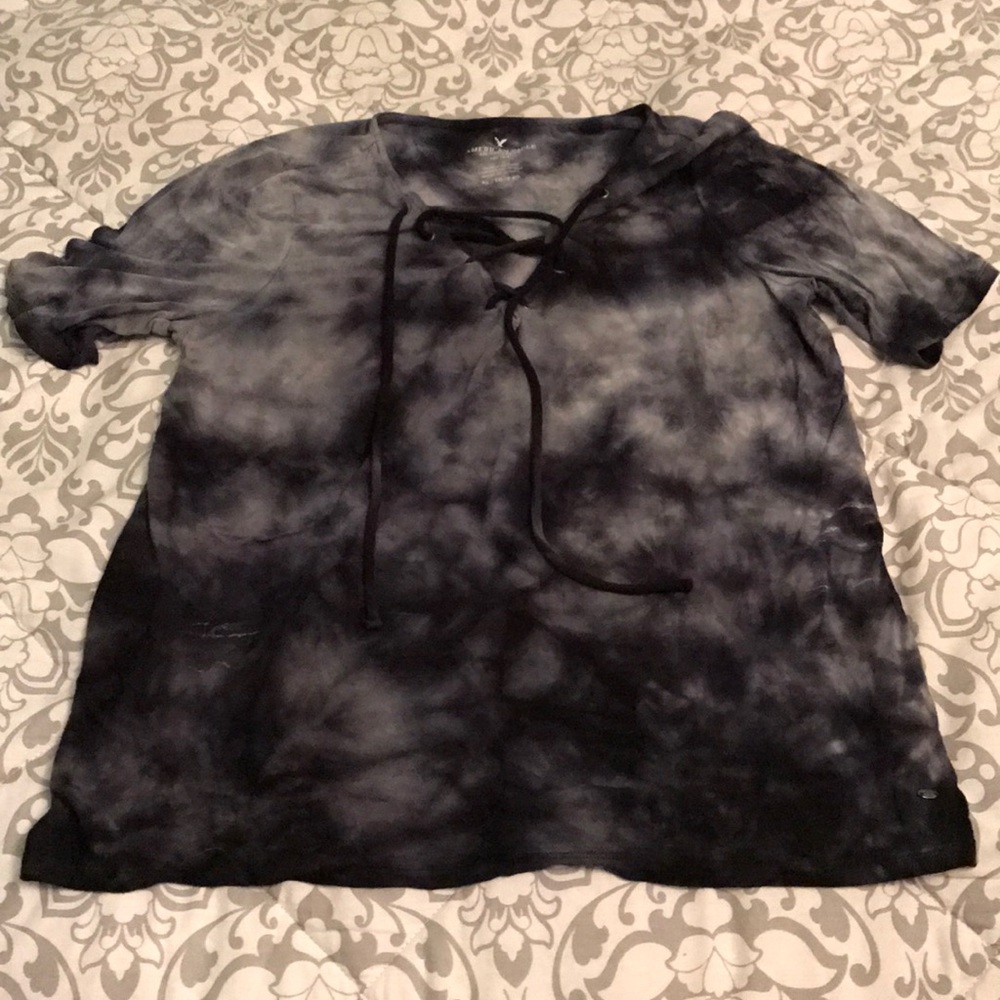 AEO Crossy Front Tie Dye Shirt