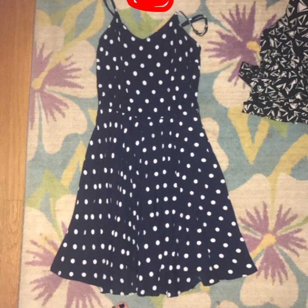 navy polka dot dress