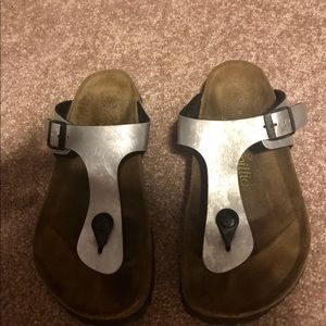 Birkenstock Metallic Silver gizeh thong (papillio)