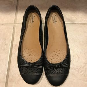 Black Laser cut CLARKS flats