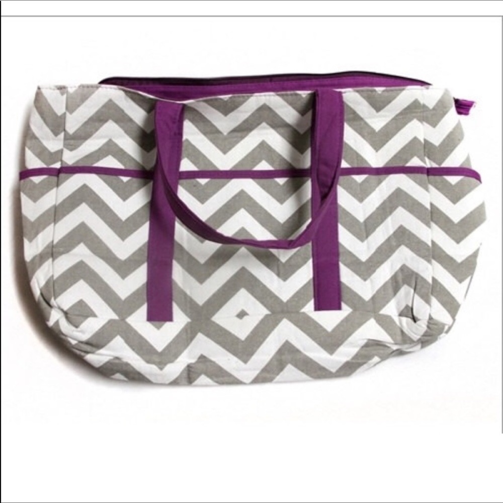 Purple & Gray/White Chevron Baby Bag! + GWP!