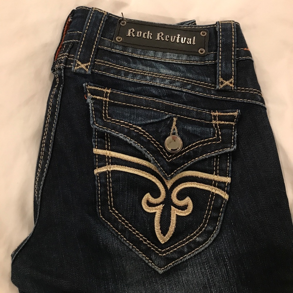 Dark wash Rock Revival jeans perfect condition!