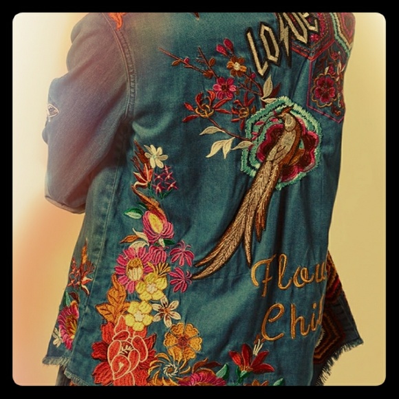 ❌Sold Elsewhere❌ SPELL FLOWER CHILD DENIM SHIRT M - Picture 1 of 8