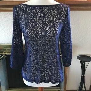 Ann Taylor LOFT purple lace blouse, Size Small
