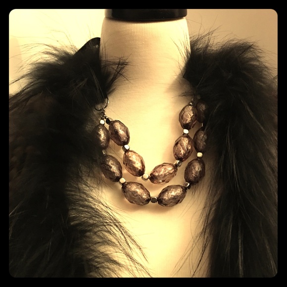 Black large beads necklace - Picture 1 of 4