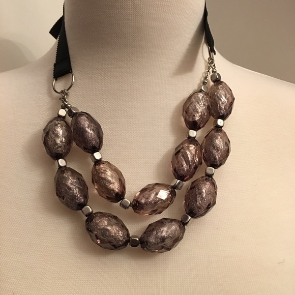 Black large beads necklace - Picture 2 of 4