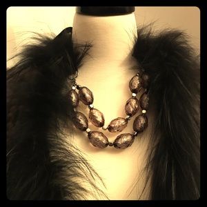 Black large beads necklace