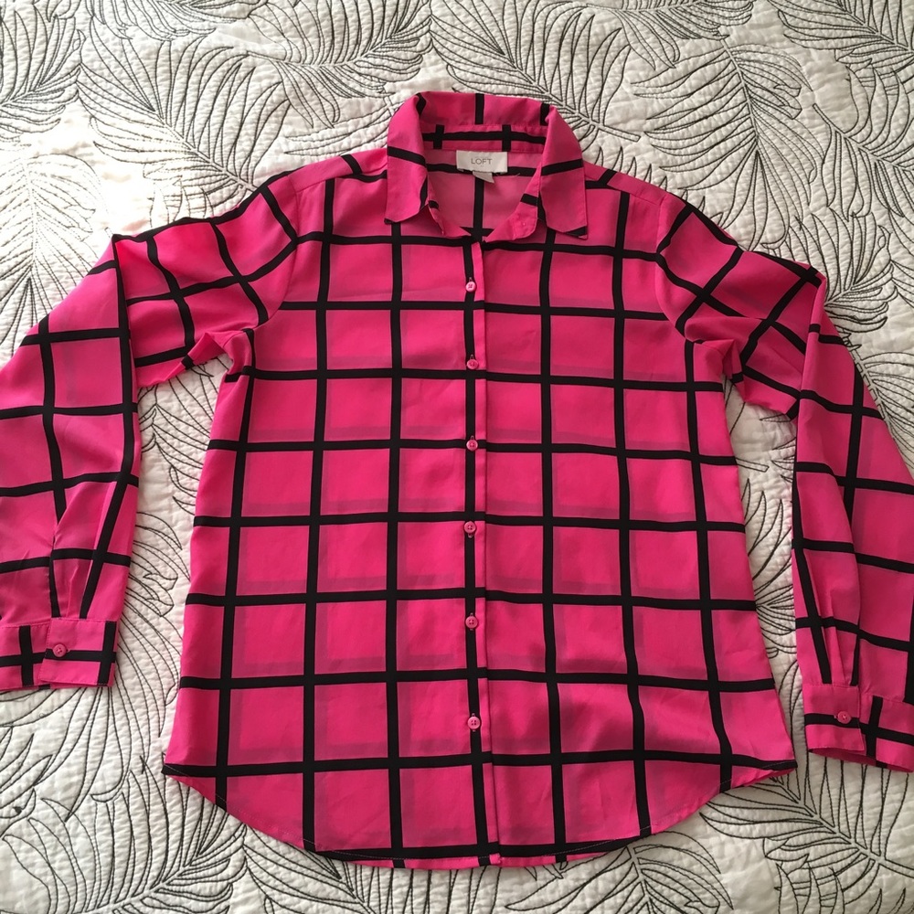 Pink & black button down