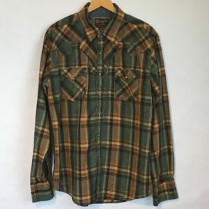 Wrangler Retro Distressed Plaid Shirt Button Down