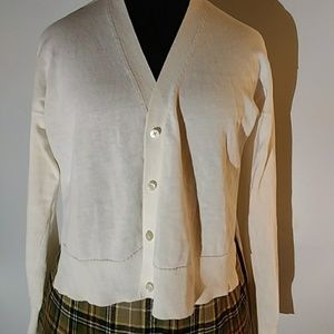 White cotton button up Madewell sweater