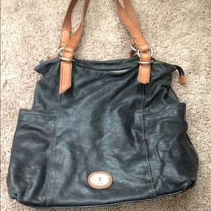 Black and Tan Fossil Leather Purse