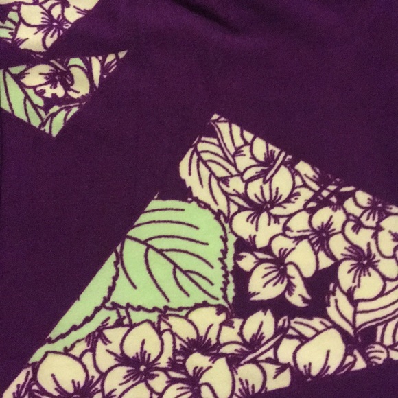 LuLaRoe OS Leggings Purple & Mint Green/White - Picture 2 of 2