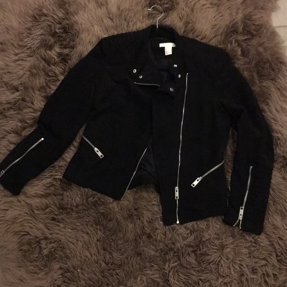 h&m black suede jacket