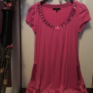 Express: pink long top with jewels and silk detail
