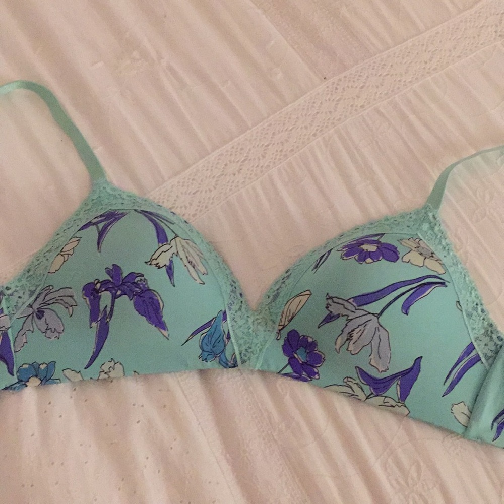 Blue Floral Wireless Bra