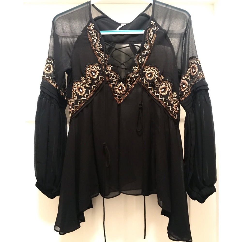 Free People - One of a Kind Beaded Sheer Top
