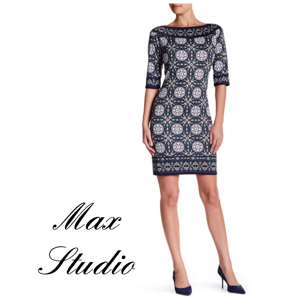 Mosaic Tile Print Shift Dress sz Medium