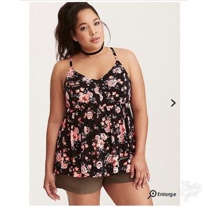 Torrid Floral Print Stretch Challis Zip Cami