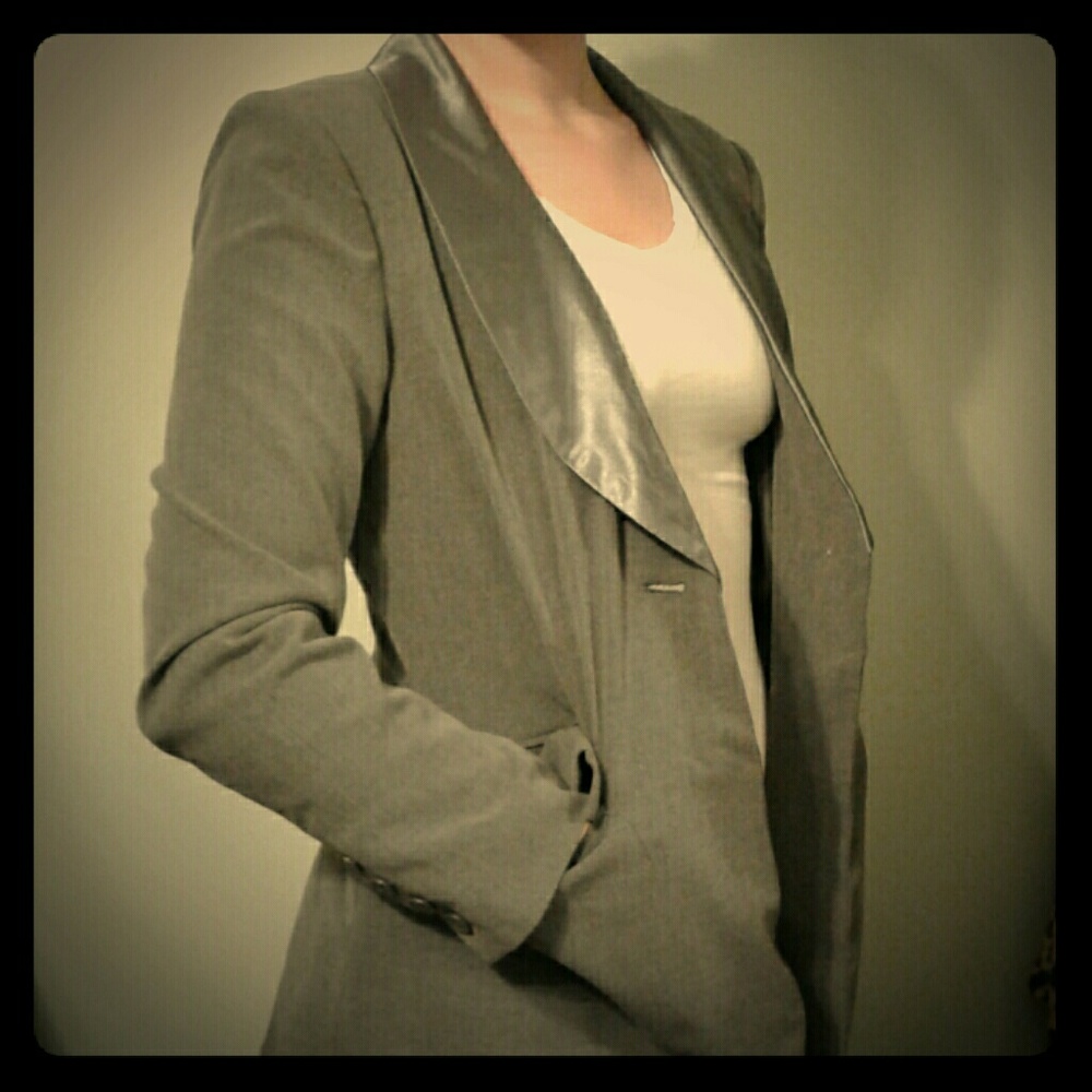 Gray Blazer with Satin Lapel