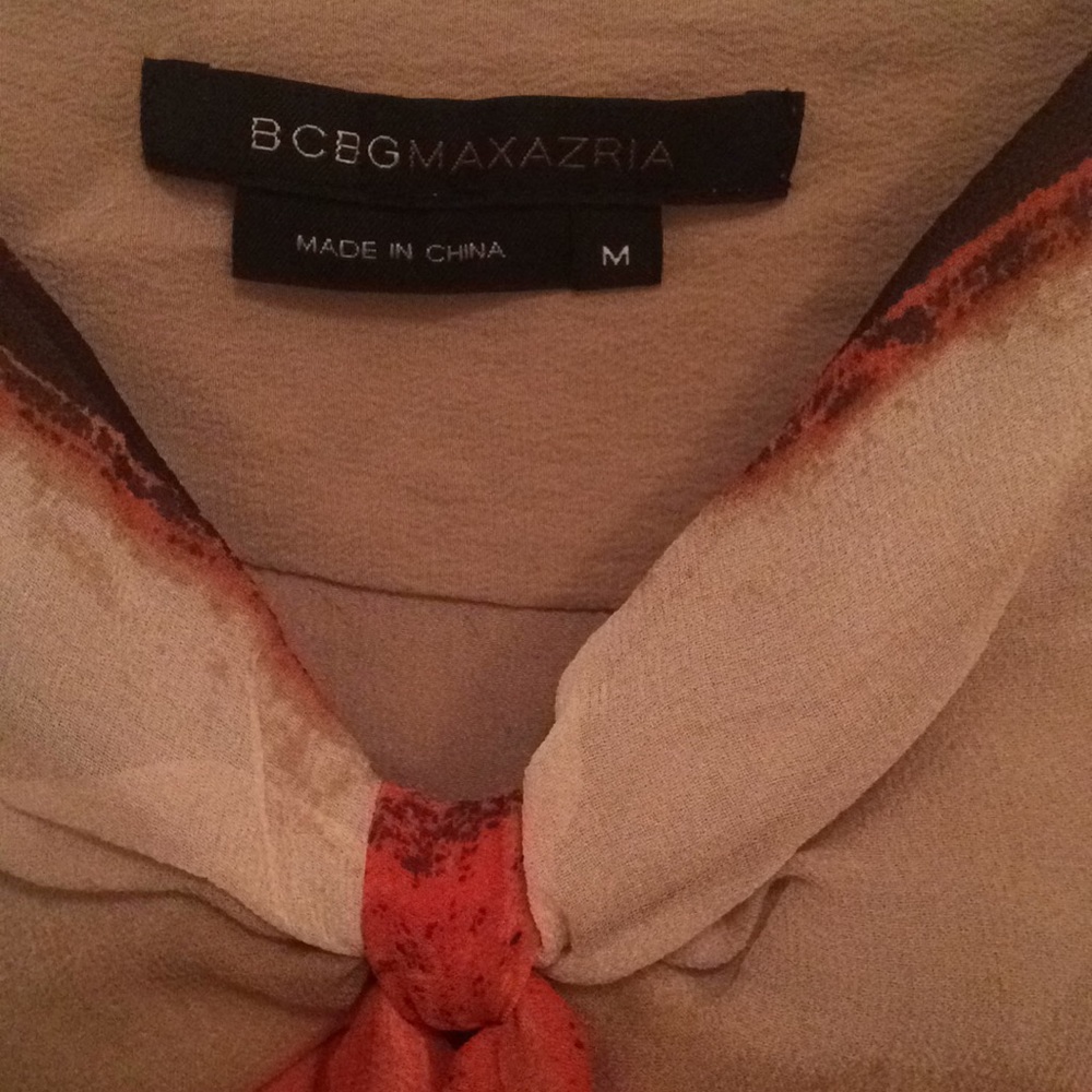 BCBG orange tan brown top