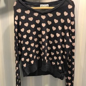 Wildfox Navy and White Hearts Pullover