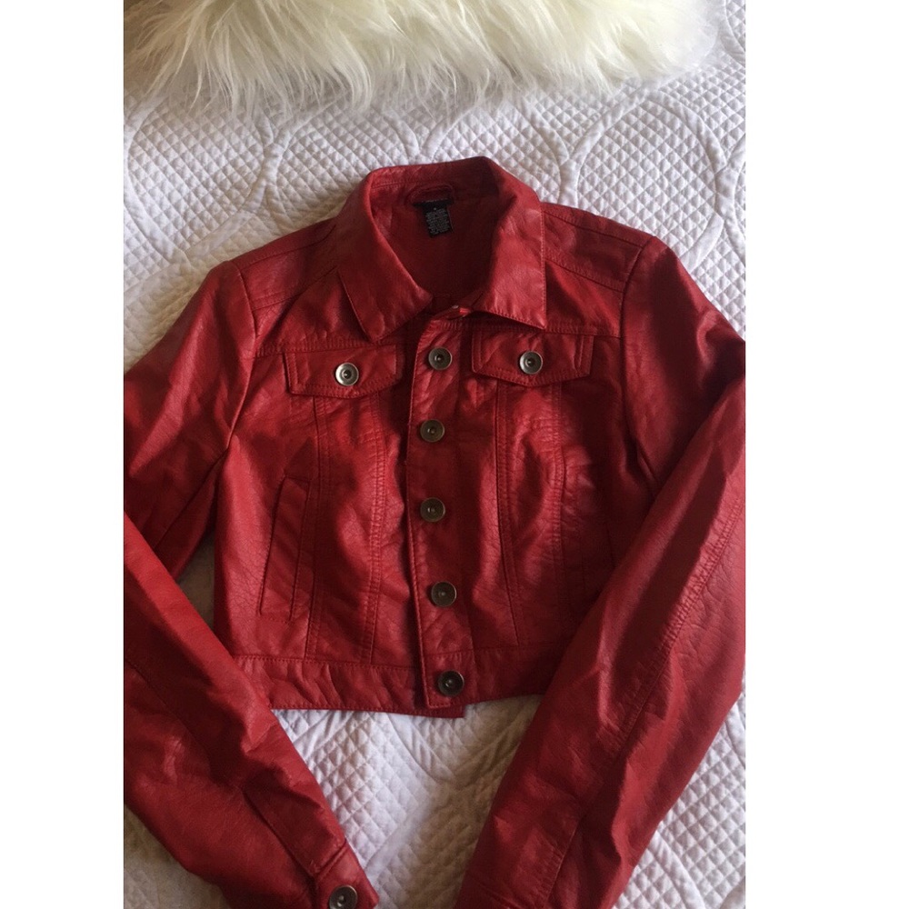 RUE 21 red leather jacket