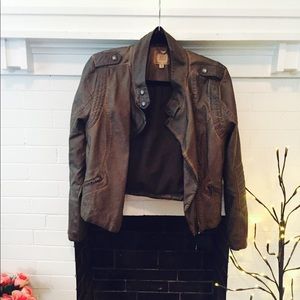 Brown vegan Black Swan leather jacket - modcloth