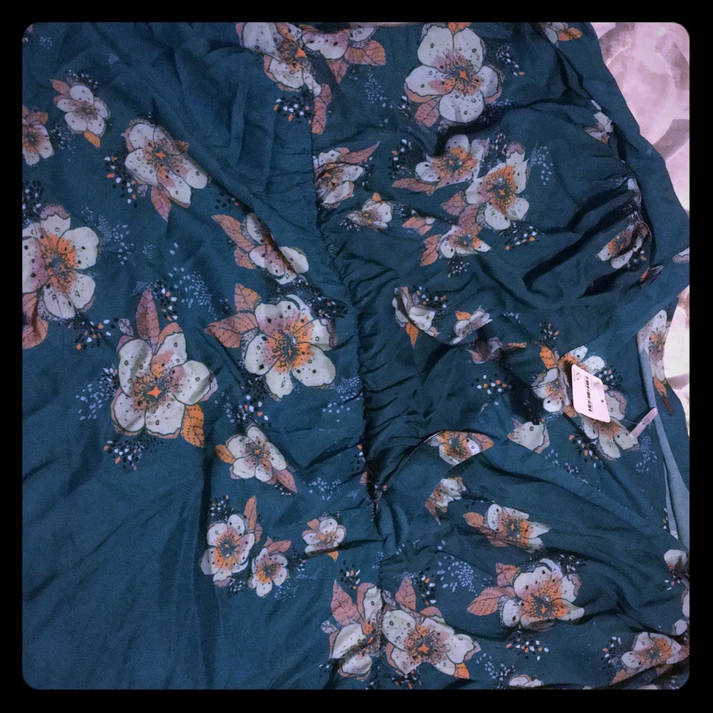 Free people Blue and coral floral blouse