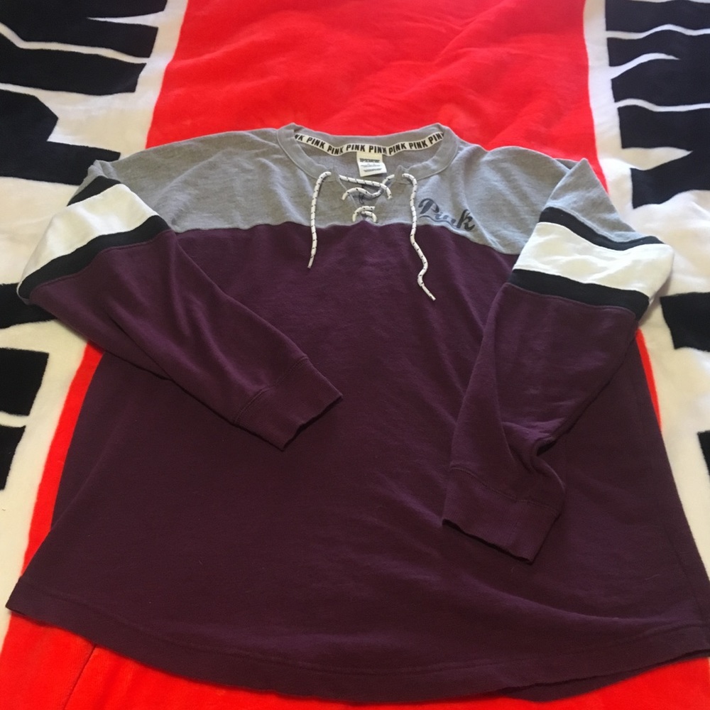 PINK Lace-Up Sweatshirt NWOT