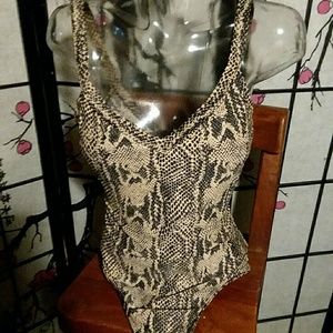 Snake skin print one piece bathing suit
