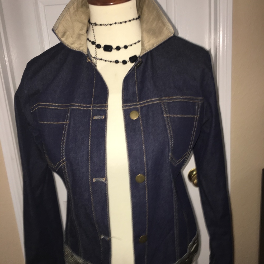 HARLOW DENIM JACKET WITH BROCADE TRIM