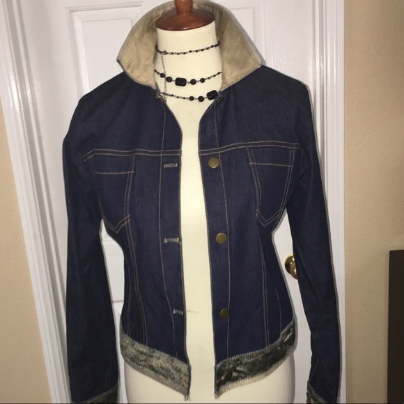 HARLOW DENIM JACKET WITH BROCADE TRIM - Picture 2 of 5