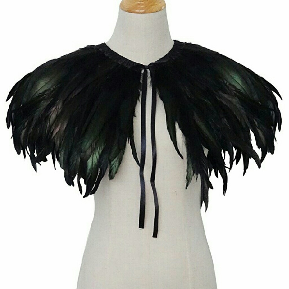 Custom Feather Shawl Black Iridescent - Picture 2 of 8