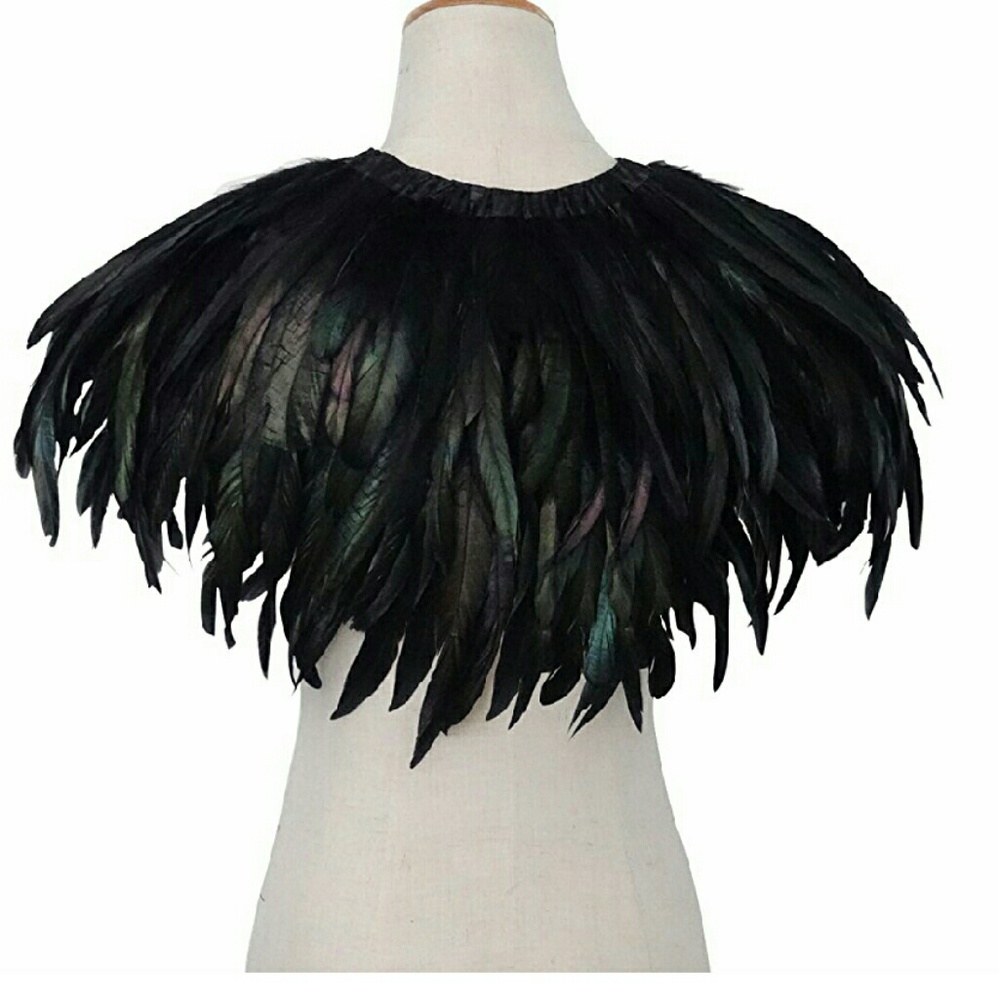 Custom Feather Shawl Black Iridescent - Picture 3 of 8