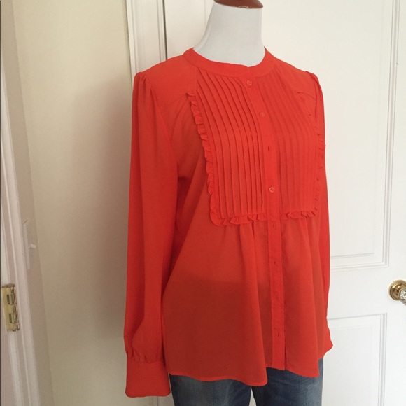 J. Crew Tops - J.Crew Red Blouse Button Front