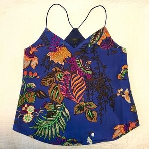 J CREW CARRIE CAMI TROPICAL Blue FLORAL Sz 0P
