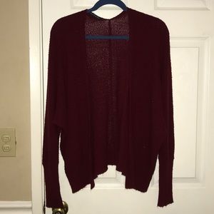 Open knit burgundy cardigan