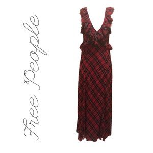 Free People Venetia Plaid Ruffle Maxi Dress 12