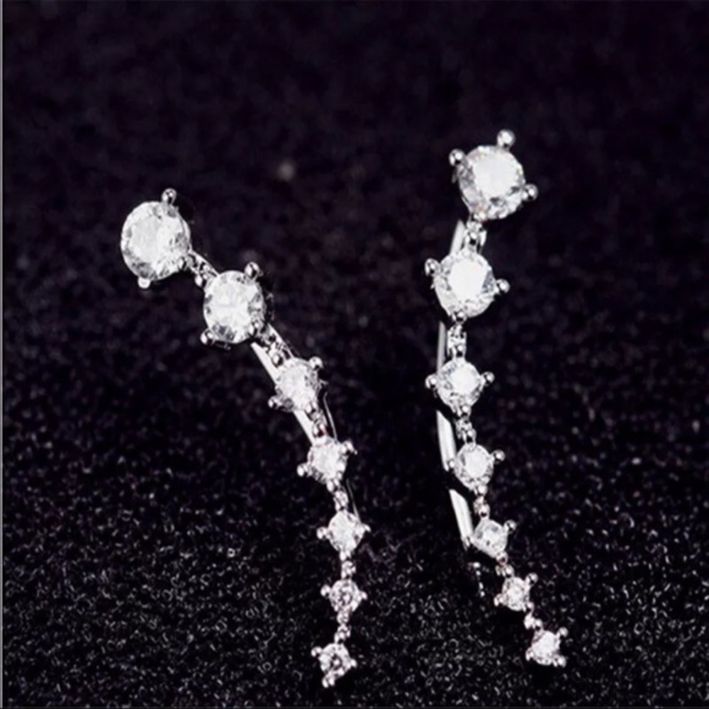 4 Prong 7 Piece CZ Crystal Earrings-Gold or Silver - Picture 2 of 8