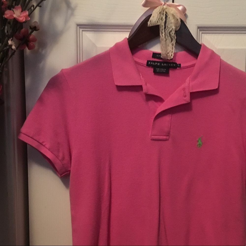 Ralph Lauren: pink polo with lime green detail