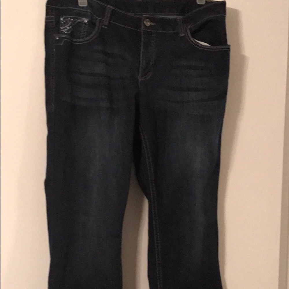 Dark denim blue jeans