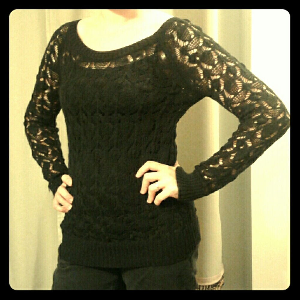 Lightweight Black Sweater w/ Cutouts