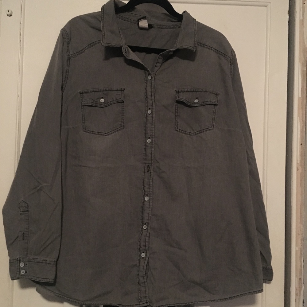 Torrid- gray denim button up