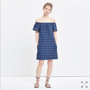 Madewell Plaid Off-The-Shoulder Dress