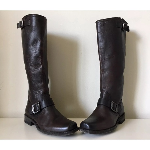 FRYE Veronica Engineer Tall Riding Buckle Boots - Picture 2 of 8