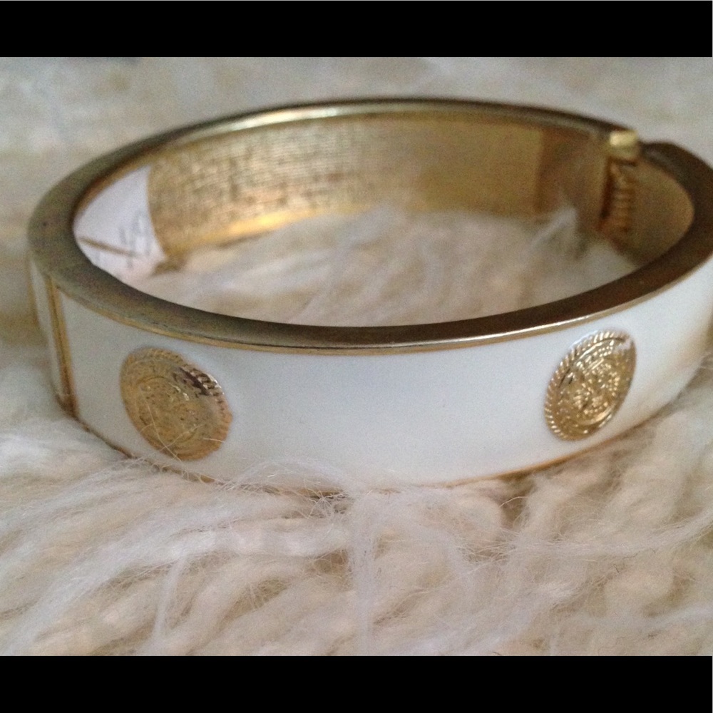 New! White enamel and gold new cuff bracelet.