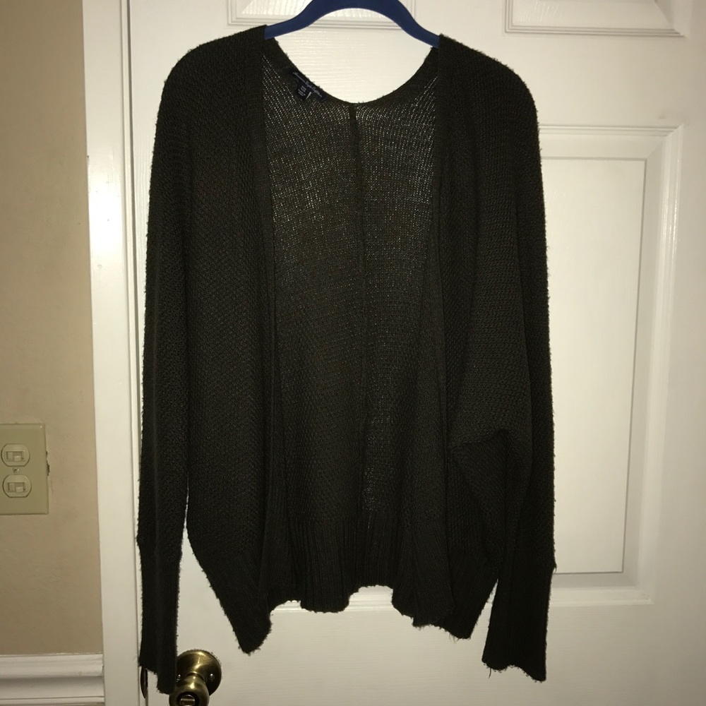 Open knit army green cardigan