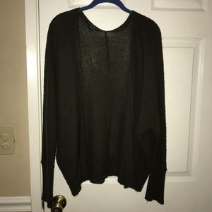 Open knit army green cardigan