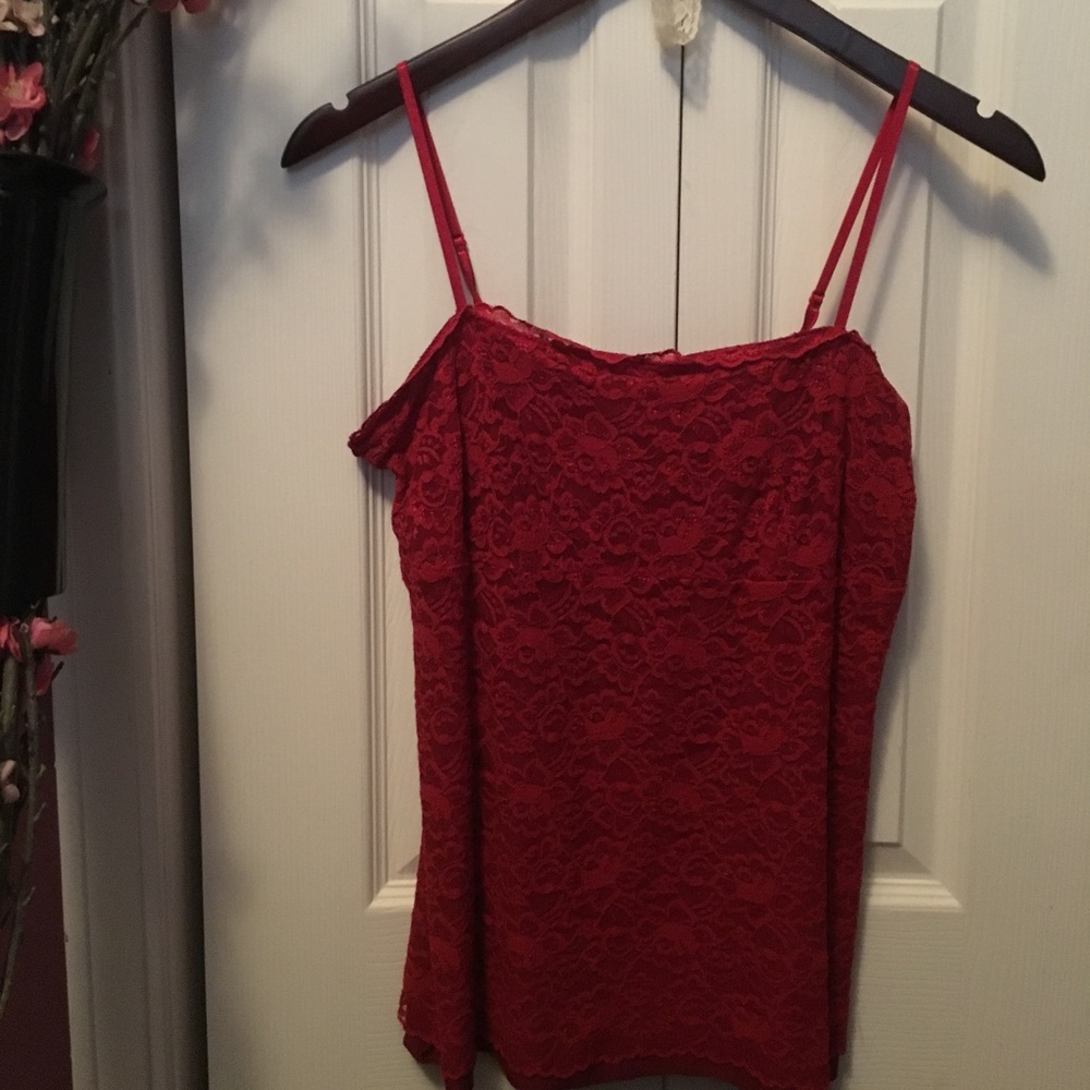 Express: red lace top